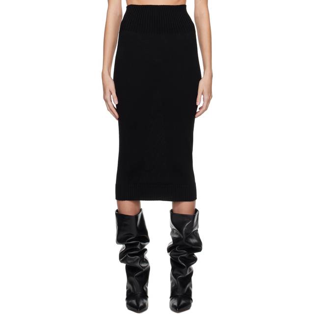 MM by Max Mara Black Melk Midi Skirt - 011 Black - M