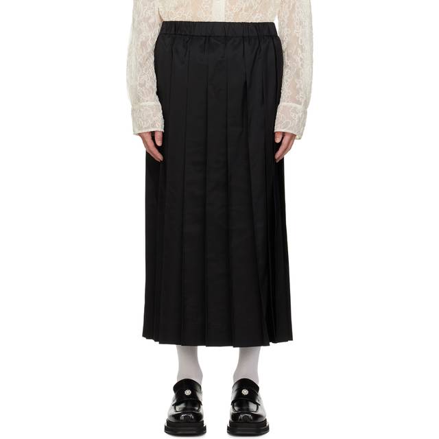 Simone Rocha Black Pleated Kilt Skirt - BLACK - L