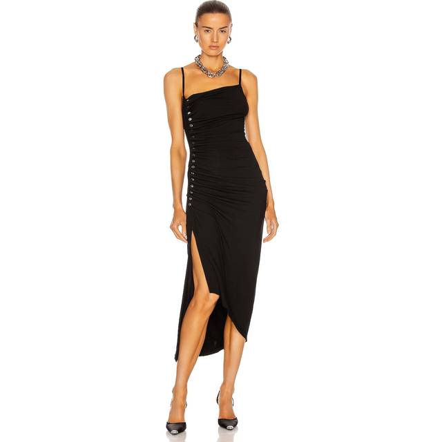 RABANNE Button Down Ruched Dress in Black - Black. Size 40 (also in ). (40)