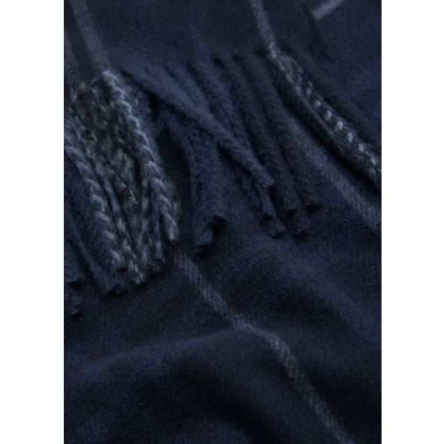 Check fringed scarf dark navy - Man - One size - MANGO MAN - Dark Navy - U