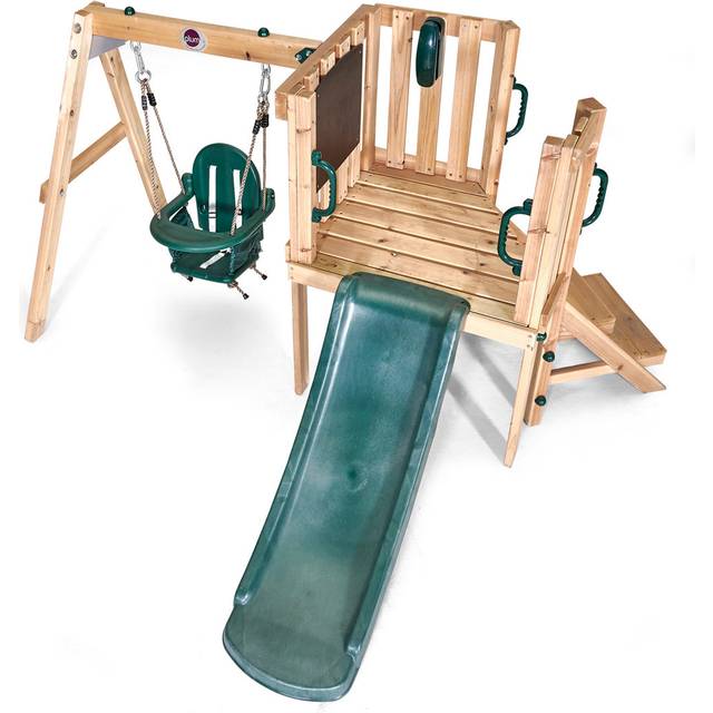 Plum Junior Activity Centre Swing And Slide - Brown;Green (117cm H X 220cm W X 204cm D)