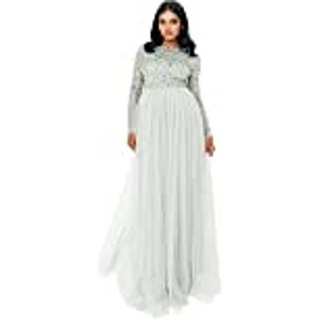 Embellished Long Sleeve Maxi Dress - Mint - 12