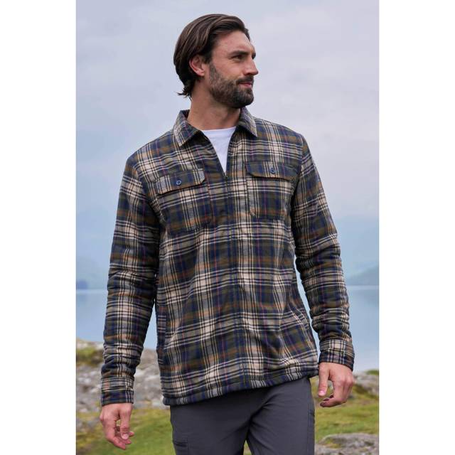 (XL, Dark Khaki) Mountain Warehouse Mens Stream II Flannel Lined Shirt