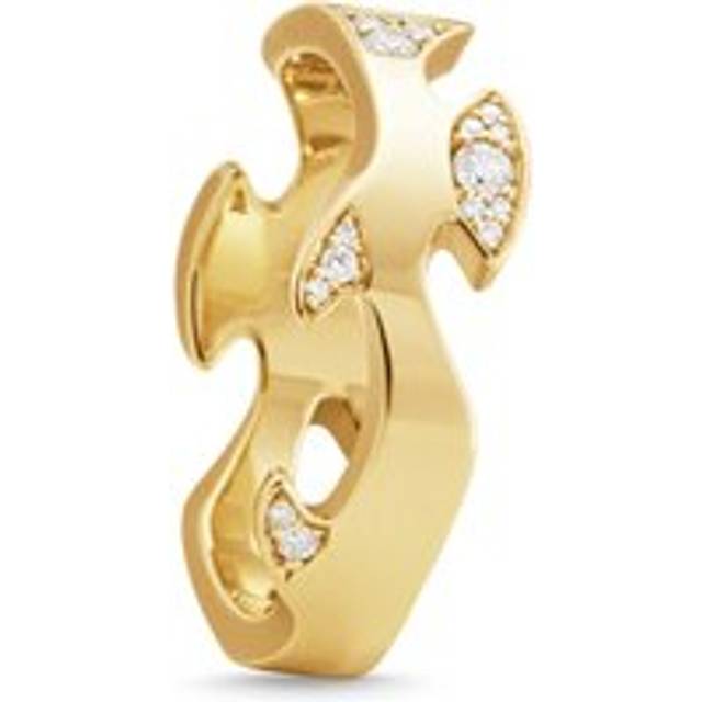 Georg Jensen Fusion 18ct Yellow Gold Diamond Pave Centre Ring - 66