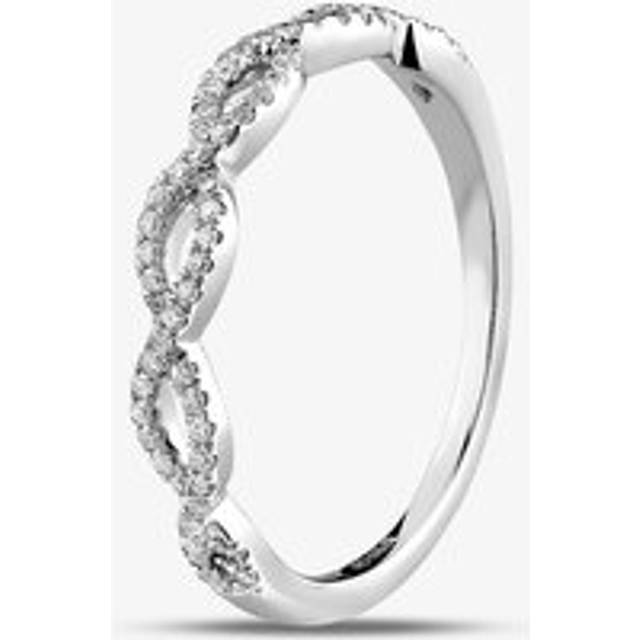 9ct White Gold 0.15ct Diamond Pave Open Wave Ring THR23187-15 K - Silver