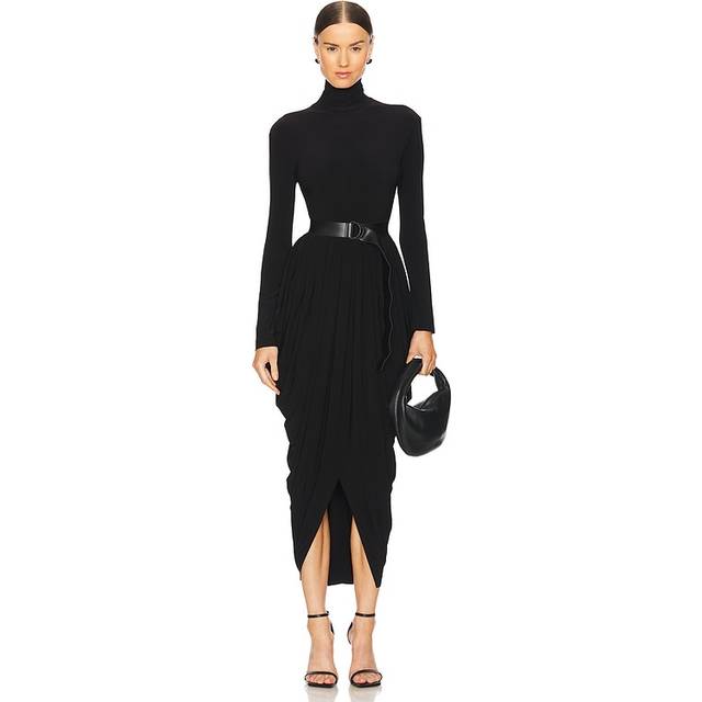 Norma Kamali Draped turtleneck midi dress