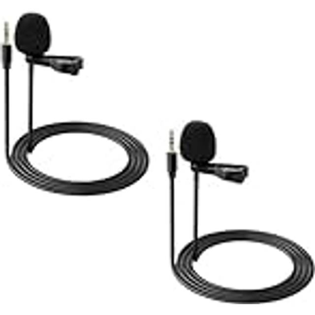 Neewer 2-pack Lavalier Lapel mikrofon kompatibel med Rode Wireless GO II Wireless Pro DJI trådlös mikrofon, 3,5 mm TRS rundstrålande kondensor trådbunden klämma på Lav Mic för YouTube Live Stream, CM5