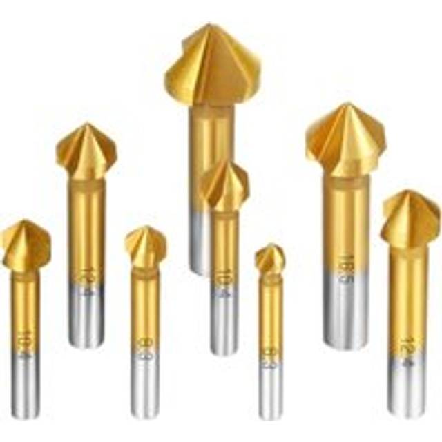 8 Pcs hss Countersink Drill Bit Set 90 Degree Bits Titanium Chamfer Cutter Mill