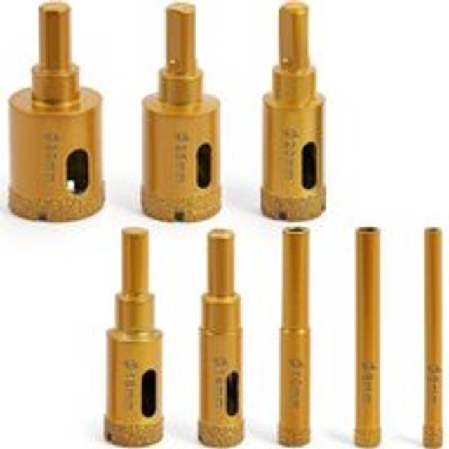 Diamond Hole Saw Kit Diamond Hole Saw Kit, Dry/Wet Brazing Tile Core Drill Bits Sets, Brazed Hollow Tile Hole Saw Set (6-30mm) 8 PCS