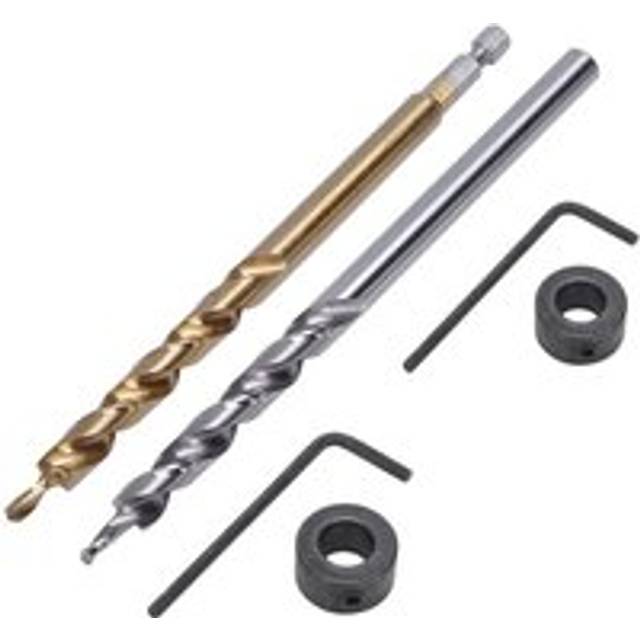 Tlily - 2Pcs 1/4 Inch Hex Shank Pocket Hole Drill Bit + 3/8(9.5Mm)Replacement Twist Step With Depth Stop Collar For Manual Jig System Guide Tools Kit