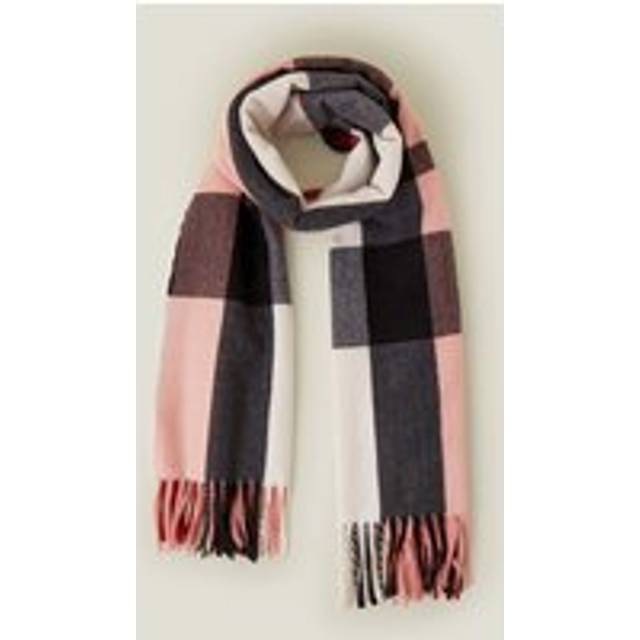Pink, Brown and Black Check Viscose Blanket Scarf, Size: 10x180cm, Women's - Accessorize - Pink/Brown/Black