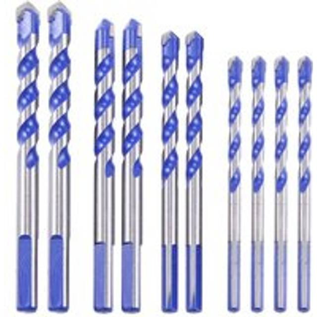 10Pcs Tungsten Carbide Masonry Drill Bit Set for Metal Steel Porcelain Ceramic Tile Concrete Brick Plastic Wood (6 8 10 12mm)