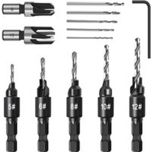 Countersink Drill Bit Set, Woodworking Chamfer Adjustable Tools on Counter Sink Holes with 1/4inch Hex Shank