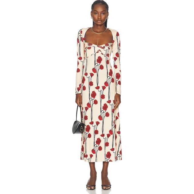 Johanna Ortiz Scarlet Letter Ankle Dress in Papaver Somniferum Ecru Red & Black - Cream. Size 6 (also in 2). - Papaver Somniferum  Ecru  Red  & Black (6)