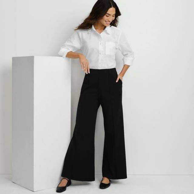 Starfish Stretch Jersey Palazzo Trousers - Black - 10-12R