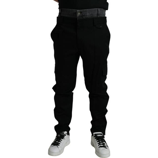 Dolce & Gabbana, Byxor, Herr, S, Bomull, Svart Grå Bomull Jogger Byxor - black (S)