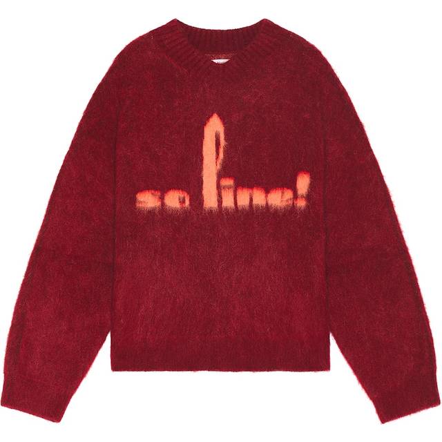 Martine Rose Brushed Mohair V-Neck Jumper in Red Burgundy - Red. Size L (also in ). (L)