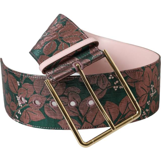 Dolce & Gabbana Multicolor Floral Jacquard Lurex Gold Buckle Belt - 85 cm / 34 Inches