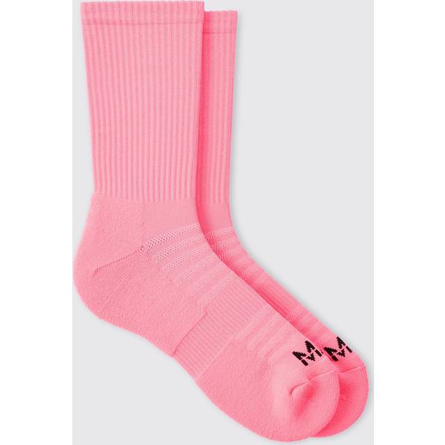 Man Active Neon Running Crew Socks - Pink - One Size