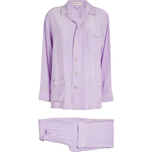 Olivia Von Halle Womens Lavender Yves Relaxed-fit Silk-crepe Pyjama Set Xs - LAVENDER