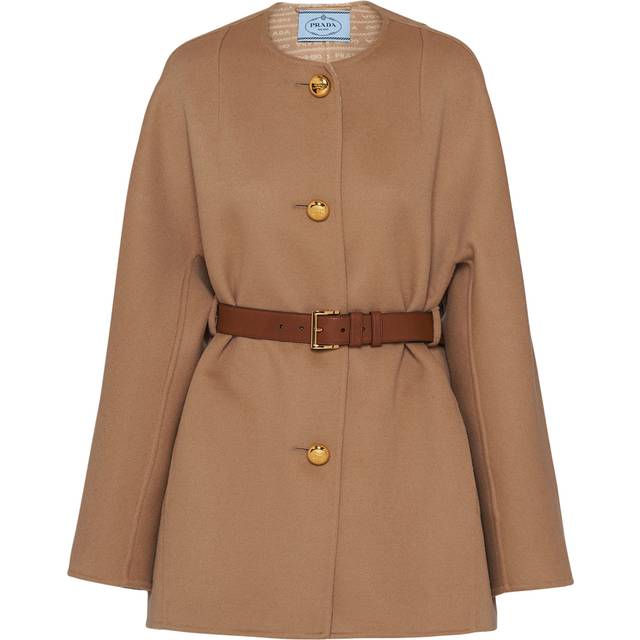 Prada Wool-Silk Belted Coat - Brown - 40