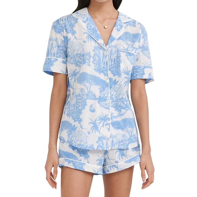 Desmond & Dempsey Short Pyjama Set - Blue - XS