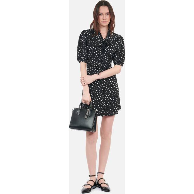 The Kooples Womens Black White Polka-dot Print Neck-tie Woven Mini Dress Xs - BLACK WHITE