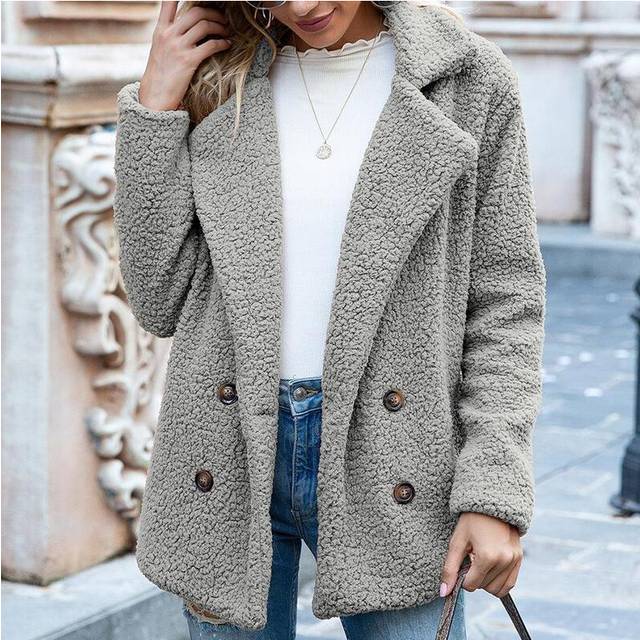 (S, LGY) S-5xl Solid Color Women Winter Spring Loose Warm Coat High Quality Ted