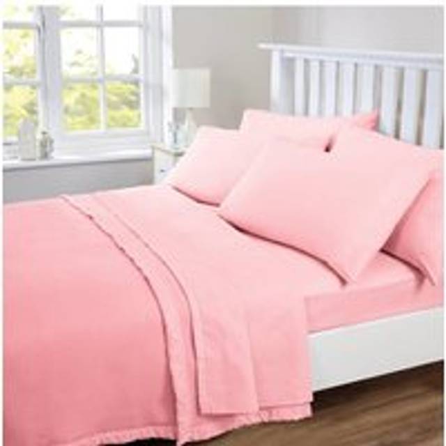 Plain Poly/Cotton Sheet Set - Pink - Double