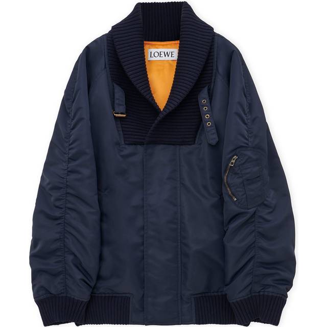Loewe Womens Midnight Blue Shawl-collar Oversized-fit Shell Bomber Jacket 6 - MIDNIGHT BLUE