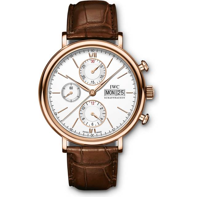 IWC Schaffhausen Rose Gold Portofino Chronograph Watch - Silver - 42mm