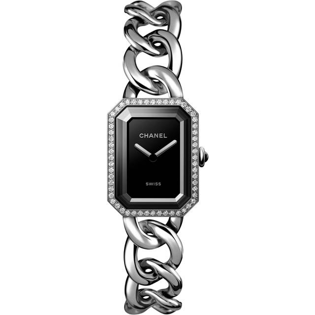 CHANEL Large Steel and Diamond Première Gourmette Chain Watch - Silver - 20mm