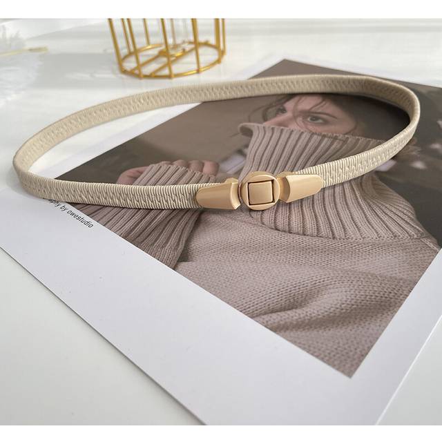 (Apricot Matte, 70cm) Unique Womens Double Circle Waist Belt With Decorative Alloys For Fashion Forward Looks