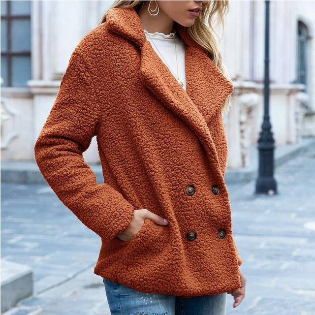 (L, CAL) S-5xl Solid Color Women Winter Spring Loose Warm Coat High Quality Ted