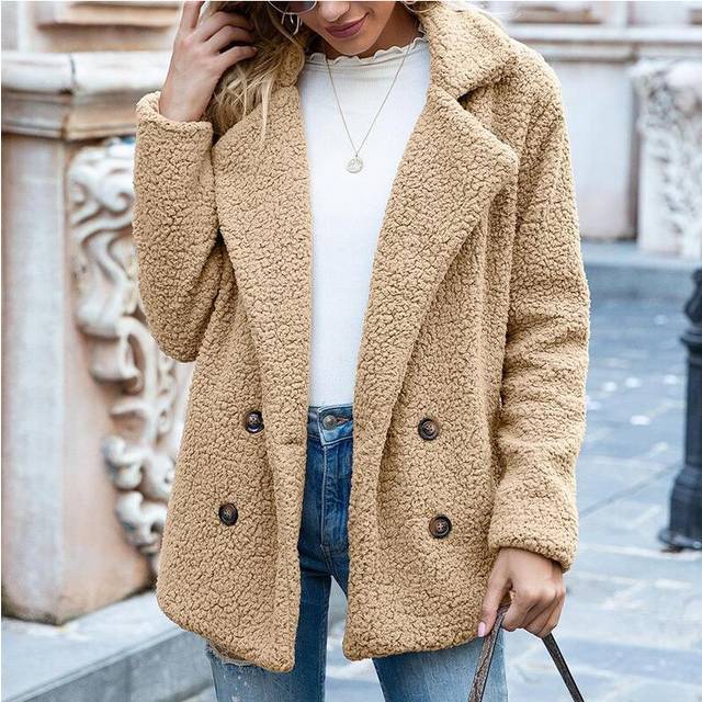 (4xL, KQ) S-5xl Solid Color Women Winter Spring Loose Warm Coat High Quality Ted