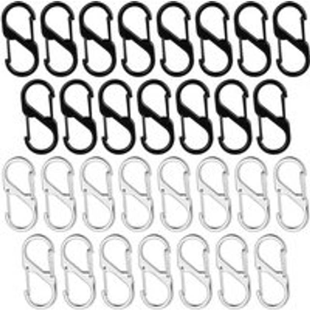 30PCS S-Shaped Carabiner,Small Ultra Multi-Functional Keychain for Outdoor Camping Fishing Travel Climbing