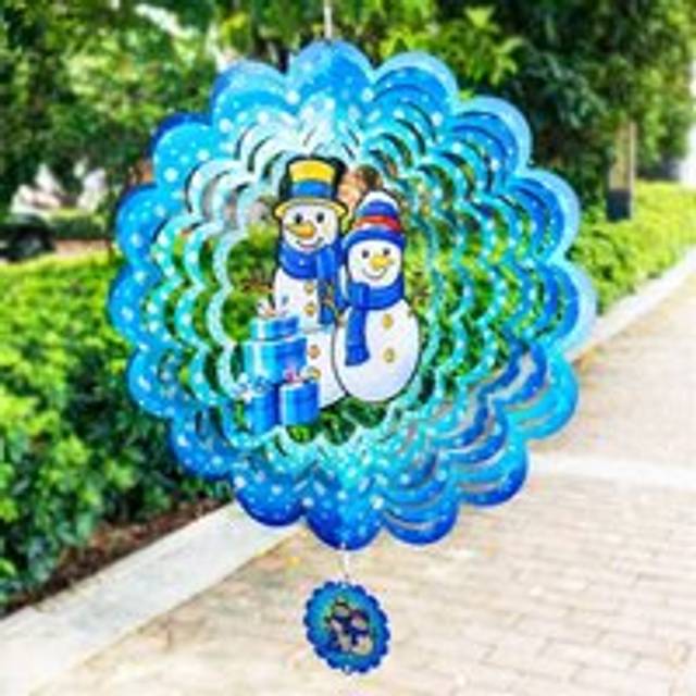 Tlily - Wind Spinners 3D, Christmas Hanging Spinner for Decor, 12Inch Yard Art Decorations Snow Man