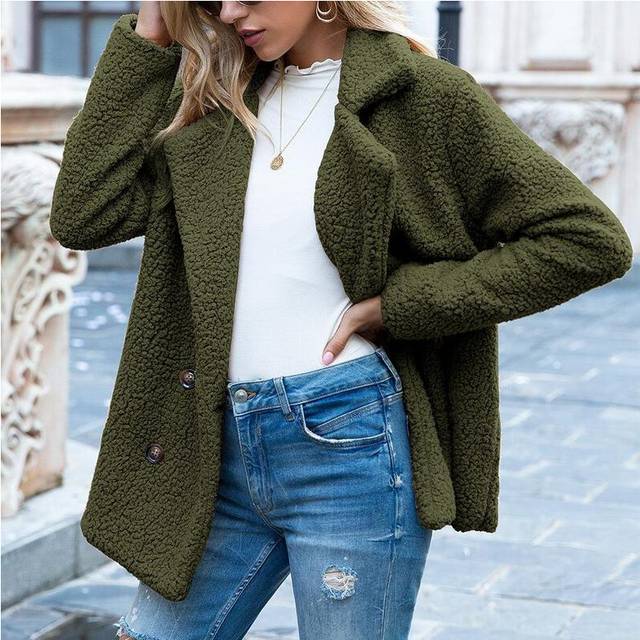 (S, GN) S-5xl Solid Color Women Winter Spring Loose Warm Coat High Quality Ted
