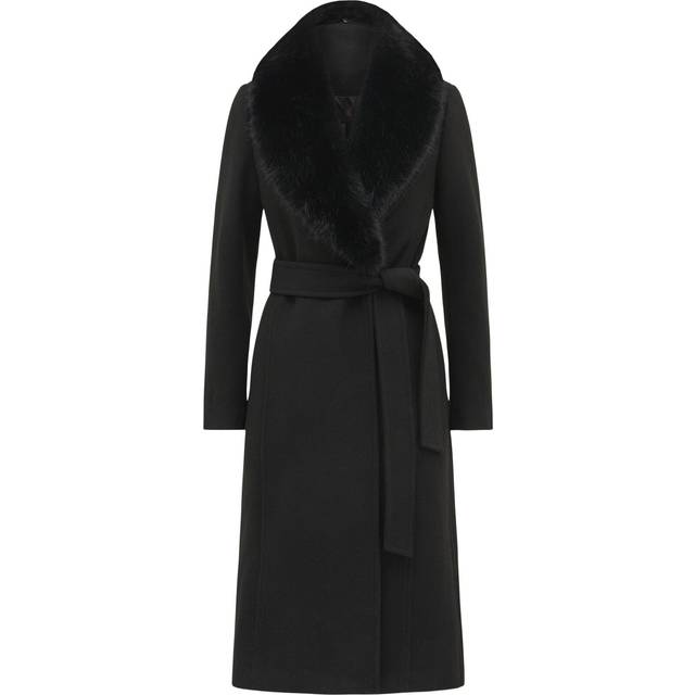 Forever New Monica Faux Fur Collar Wrap Coat