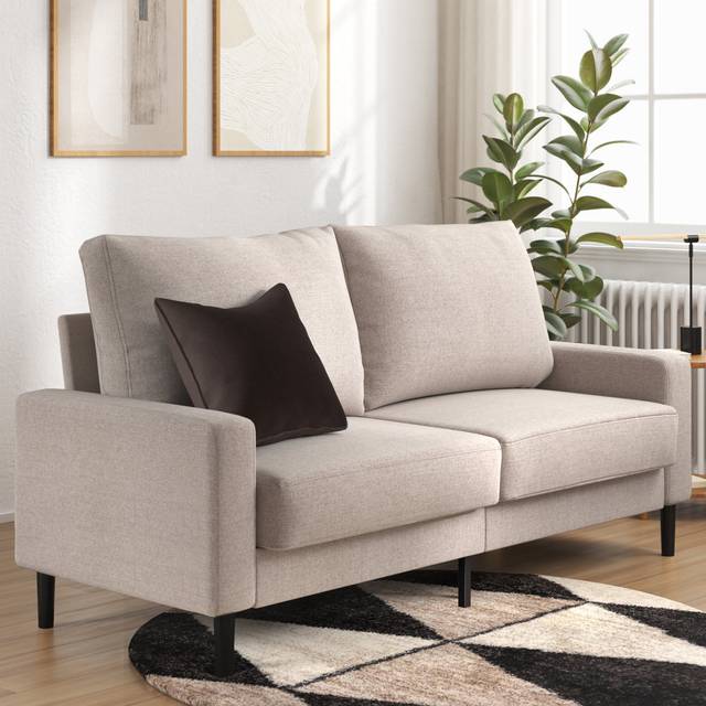George Oliver loveseat sofa with foam cushions - Modern style sofa with durable construction and easy assembly Beige 88.5cm H X 158cm W X 83cm D