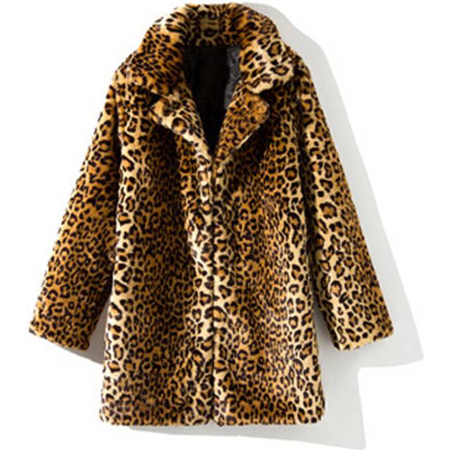 (L, leopard) New Women's Faux Fur Coats Leopard Imitation Mink Long Coat  Female Fu