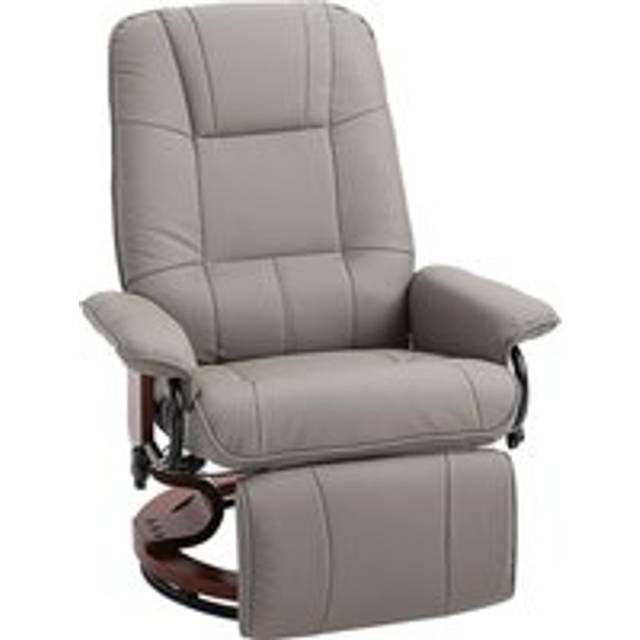 Manual Recliner Chair Armchair Sofa with Faux Leather Upholstered Wooden Base for Living Room Bedroom
