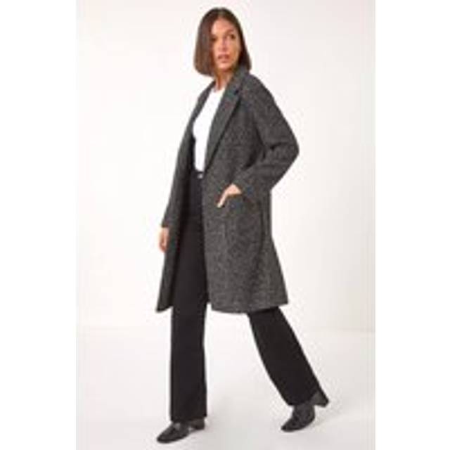 Single Breasted Longline Coatigan - Charcoal - 18