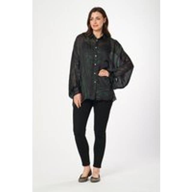 2-in-1 Batwing Shape Buttoned Blouse - Khaki - 16