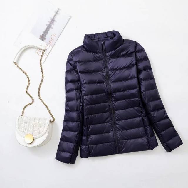 (4xL, Navy Blue) Light Plus Size Thin Down Jacket Women 2024 Autumn Winter Slim Short H