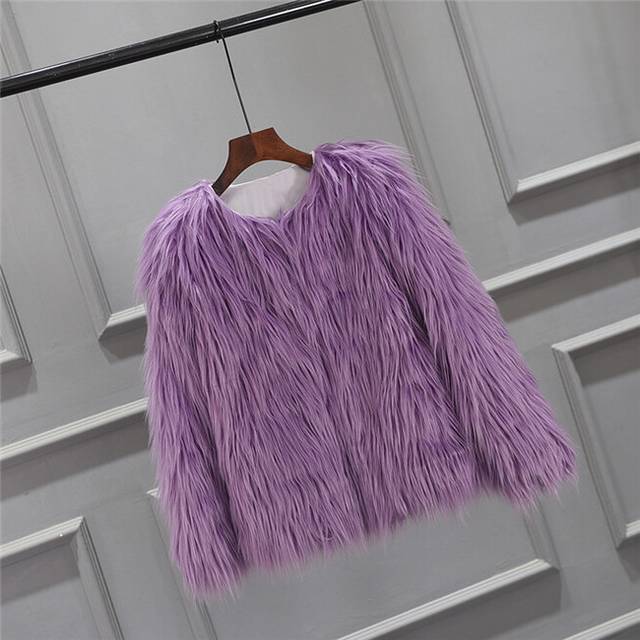 (xxL, Purple) Furry Fur Coat Women Fluffy Warm Long Sleeve Outerwear Autumn Winter C