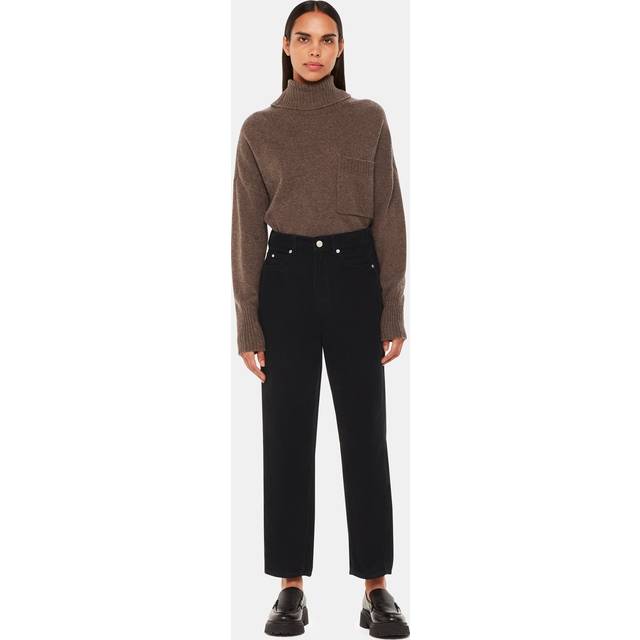 Whistles High Waist Cord Barrel Leg Jeans, Black