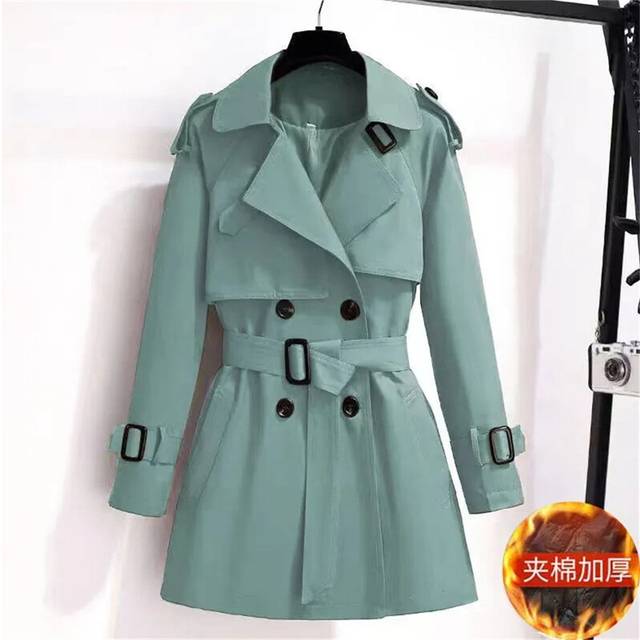 (L, Green Winter) Trench Coat Women's mid length British style slimming down new 2024 Sp