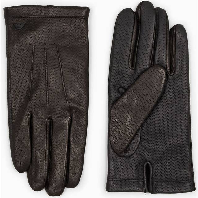 Emporio Armani Læderhandsker Med Logo Detaljer - Sort