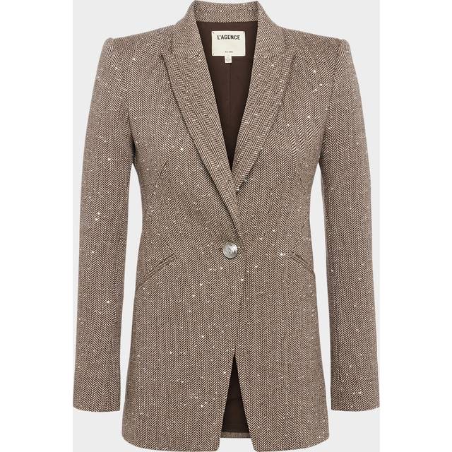 Sheila Structured Chevron Blazer - OLIVEECRU CHEVRON - 10